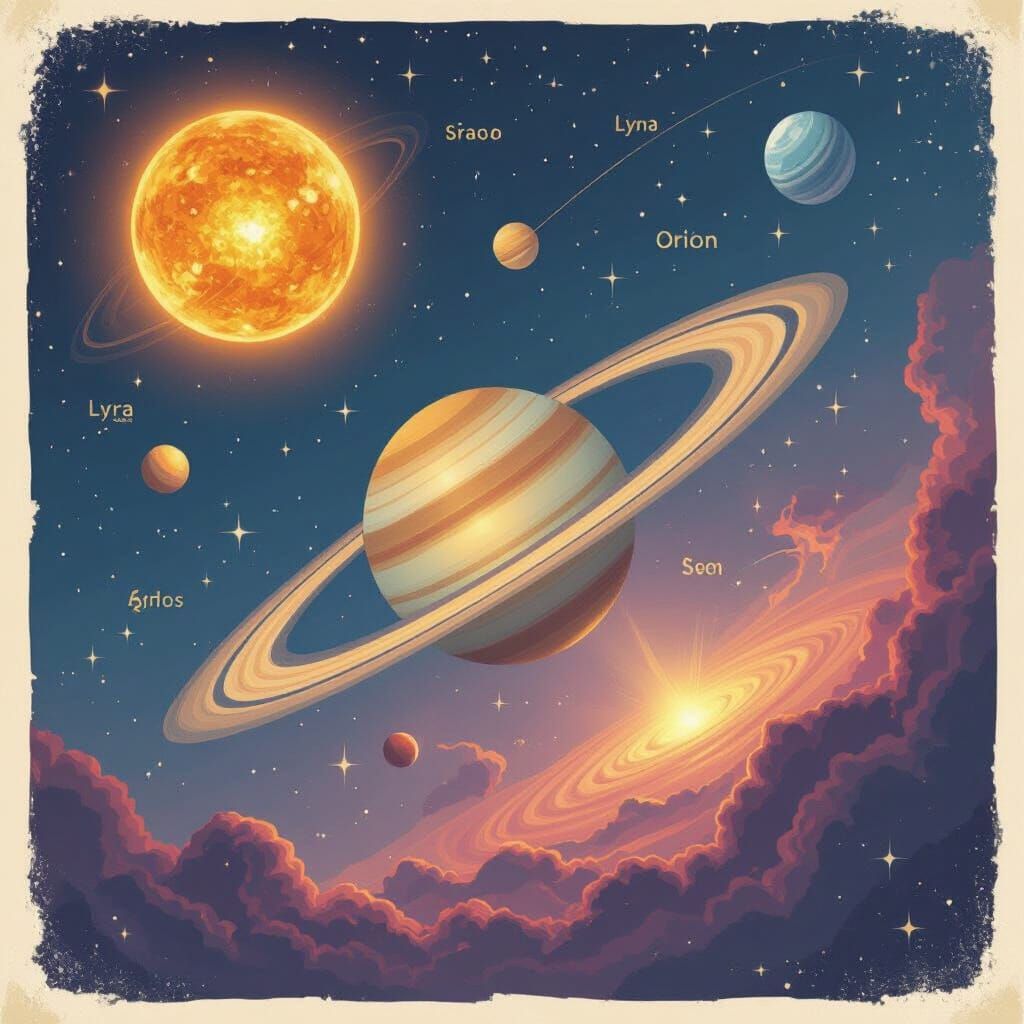 Detailed Star Chart in Digital Art Style