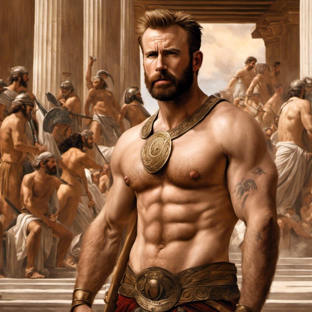 chris evans as an ancient greek warrior