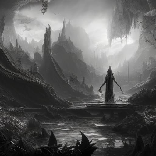 Incomplete Figure in Black and White Matte Painting