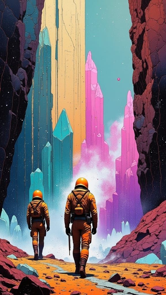 Soldiers in Iridescent Crystal Forest