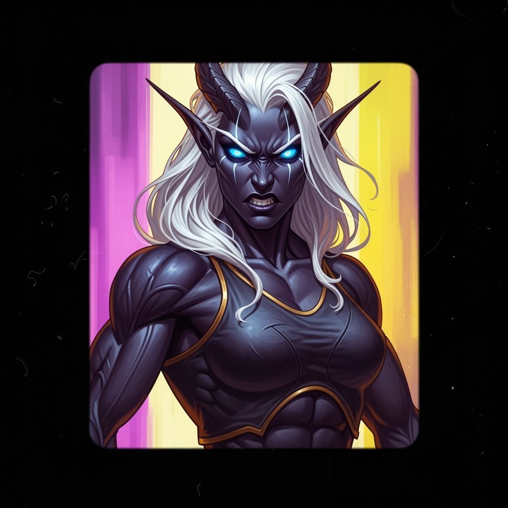 Muscle-Bound Elf with Black Skin and Blue Eyes - Cinematic F...