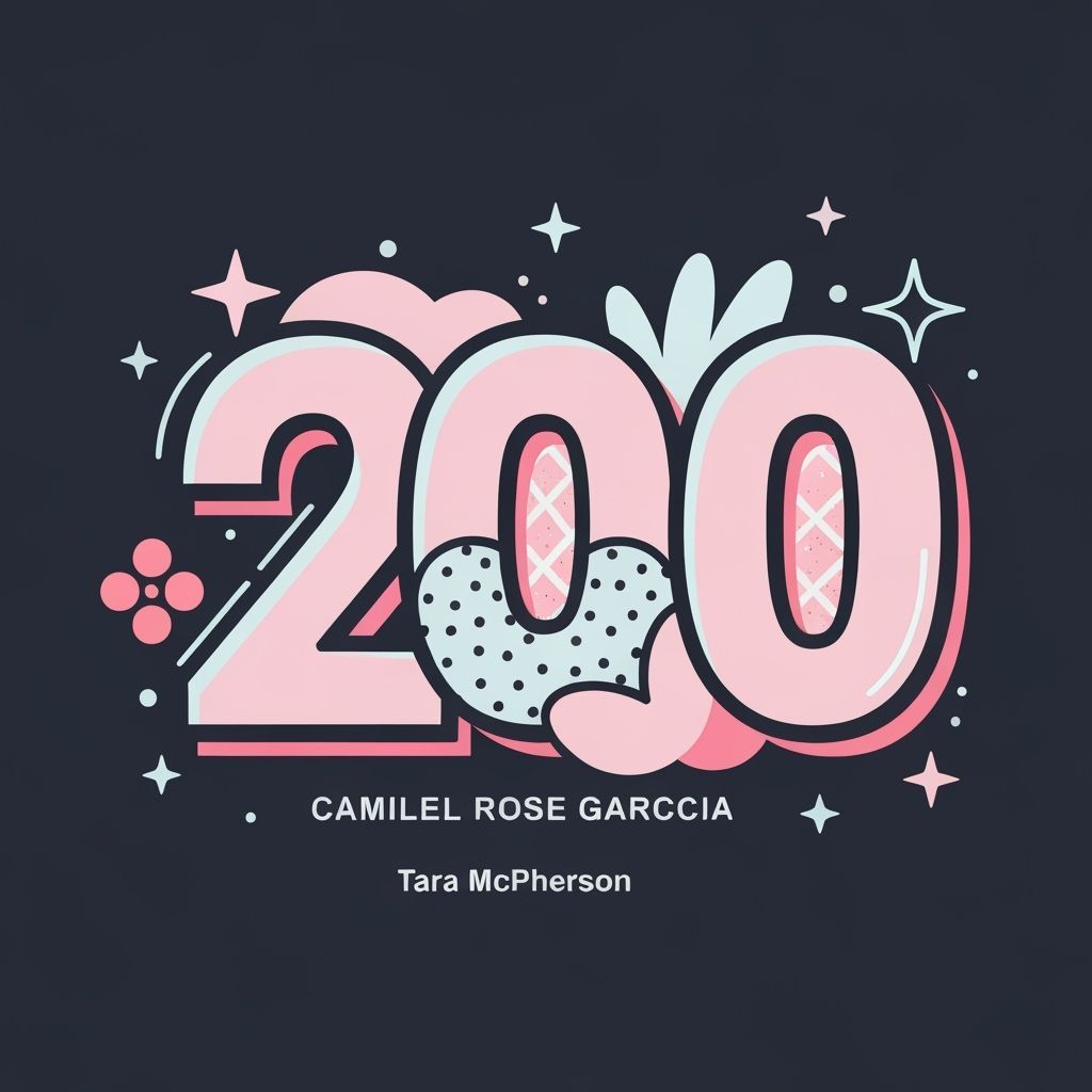 Whimsical Number 200 Illustration in Pop Surrealist Style