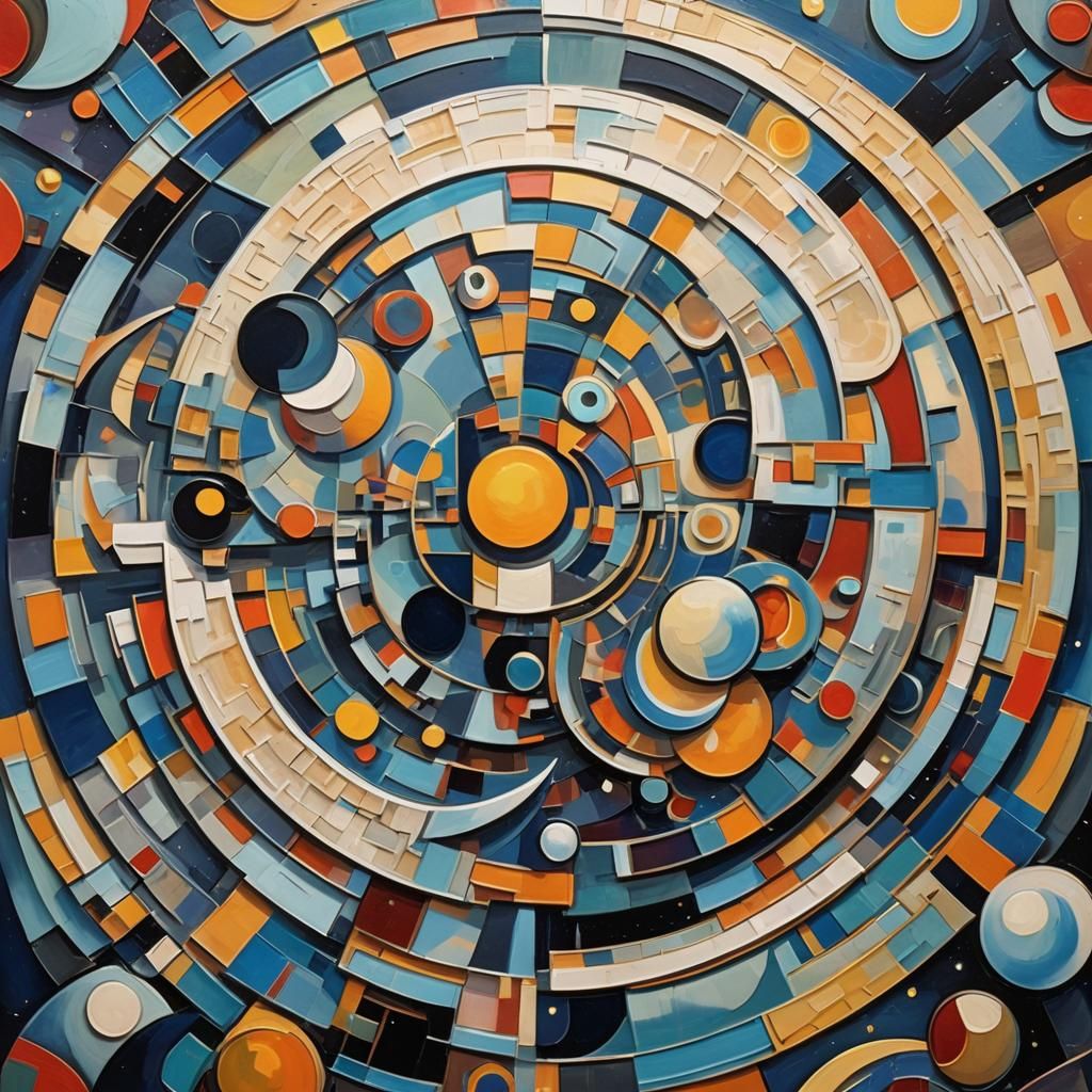 Cubist Moon in Art Deco Space