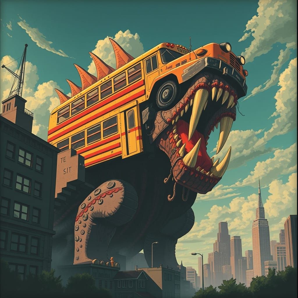 Megalopolis Monster Engages Urban Chaos in Vintage Anime
