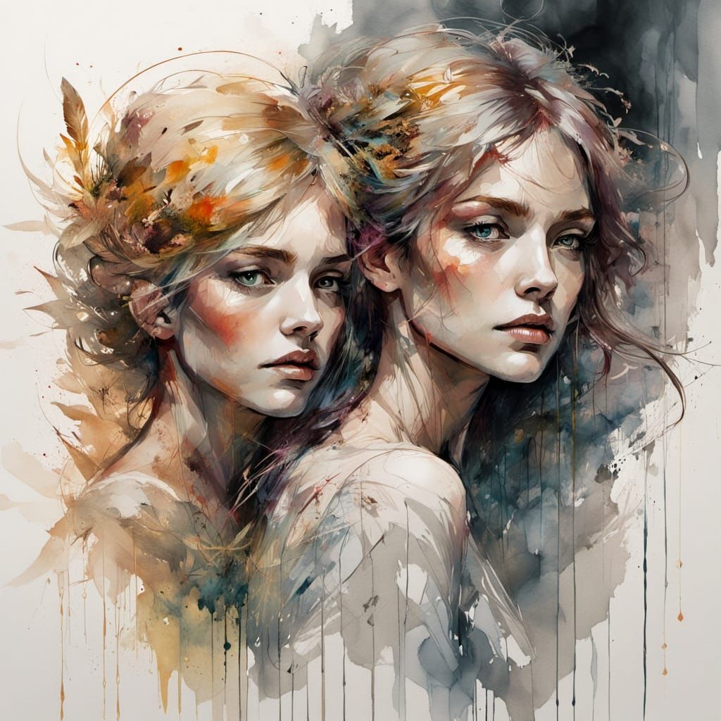 Longing Embrace in Soft Watercolour Style