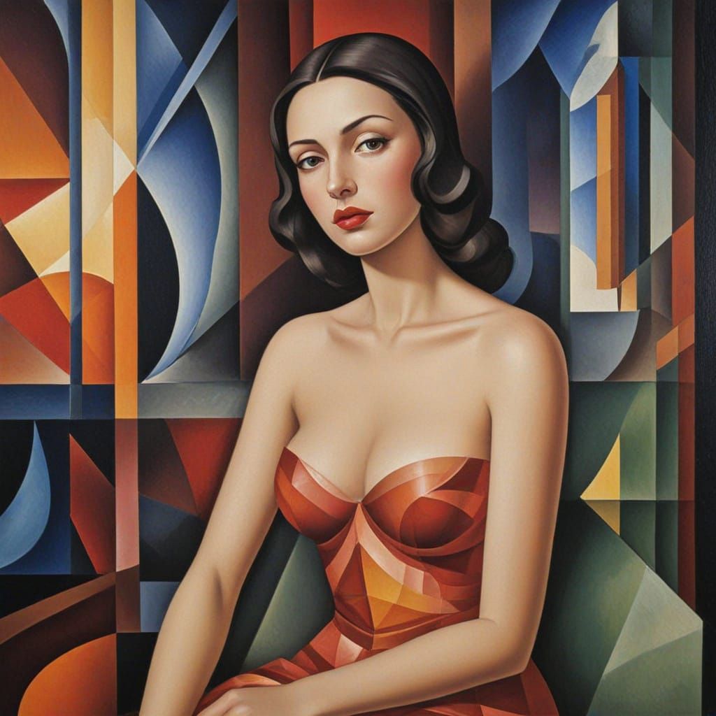 Abstract Cubist Figure in Silent Contemplation