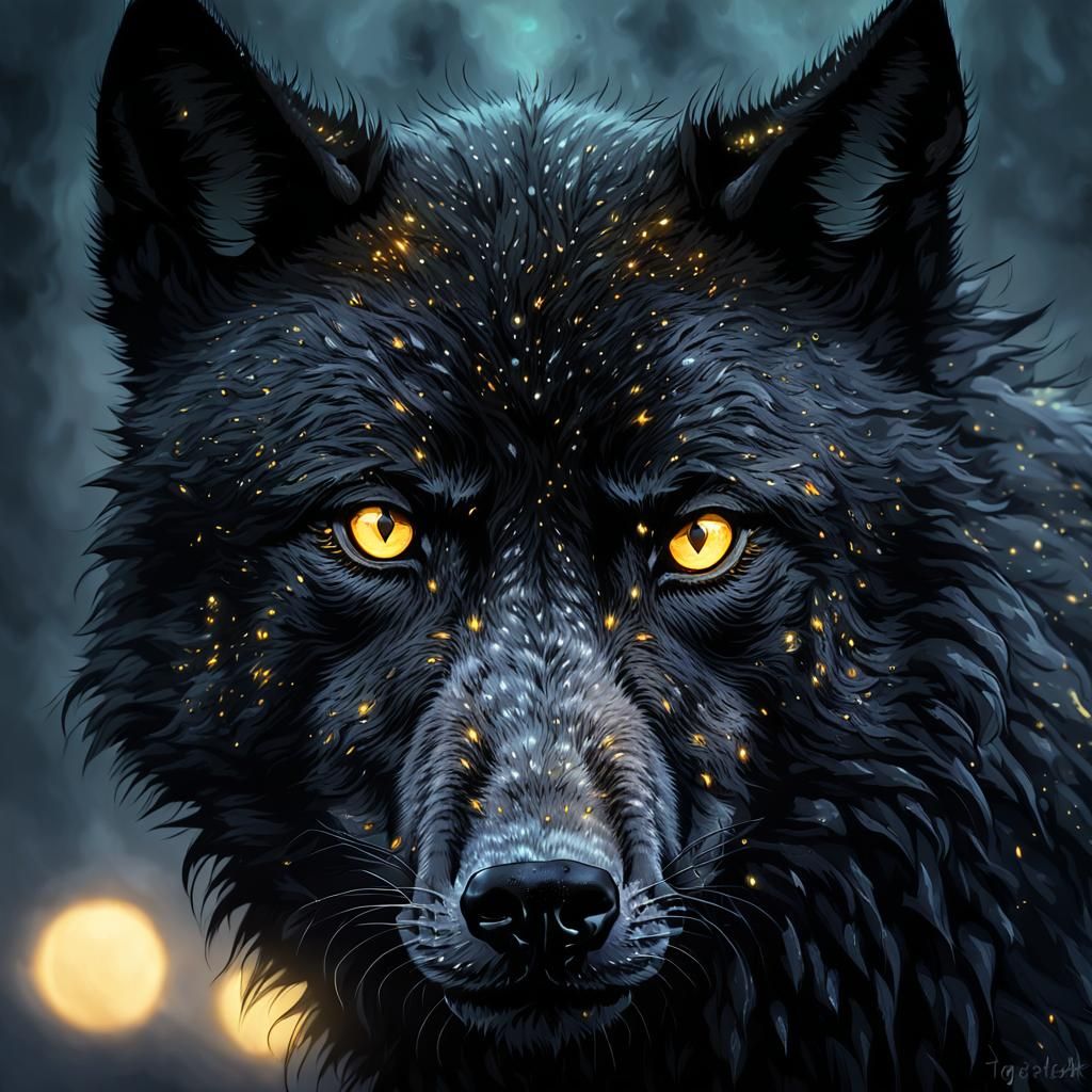 Ethereal Wolf in Dark Fantasy Portrait
