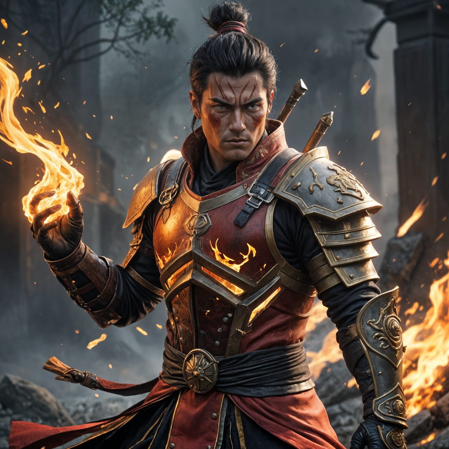 Dark Fantasy Fire Warrior Zuko in Combat