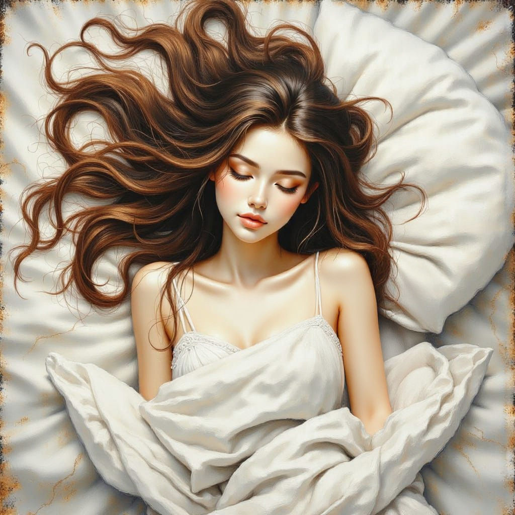 Serene Woman Resting, Ultra-Detailed Oil Painting