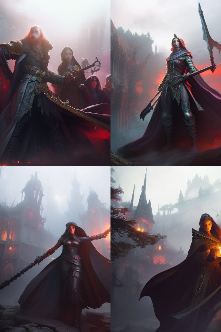 Necromancer Raising Undead in Dark Graveyard