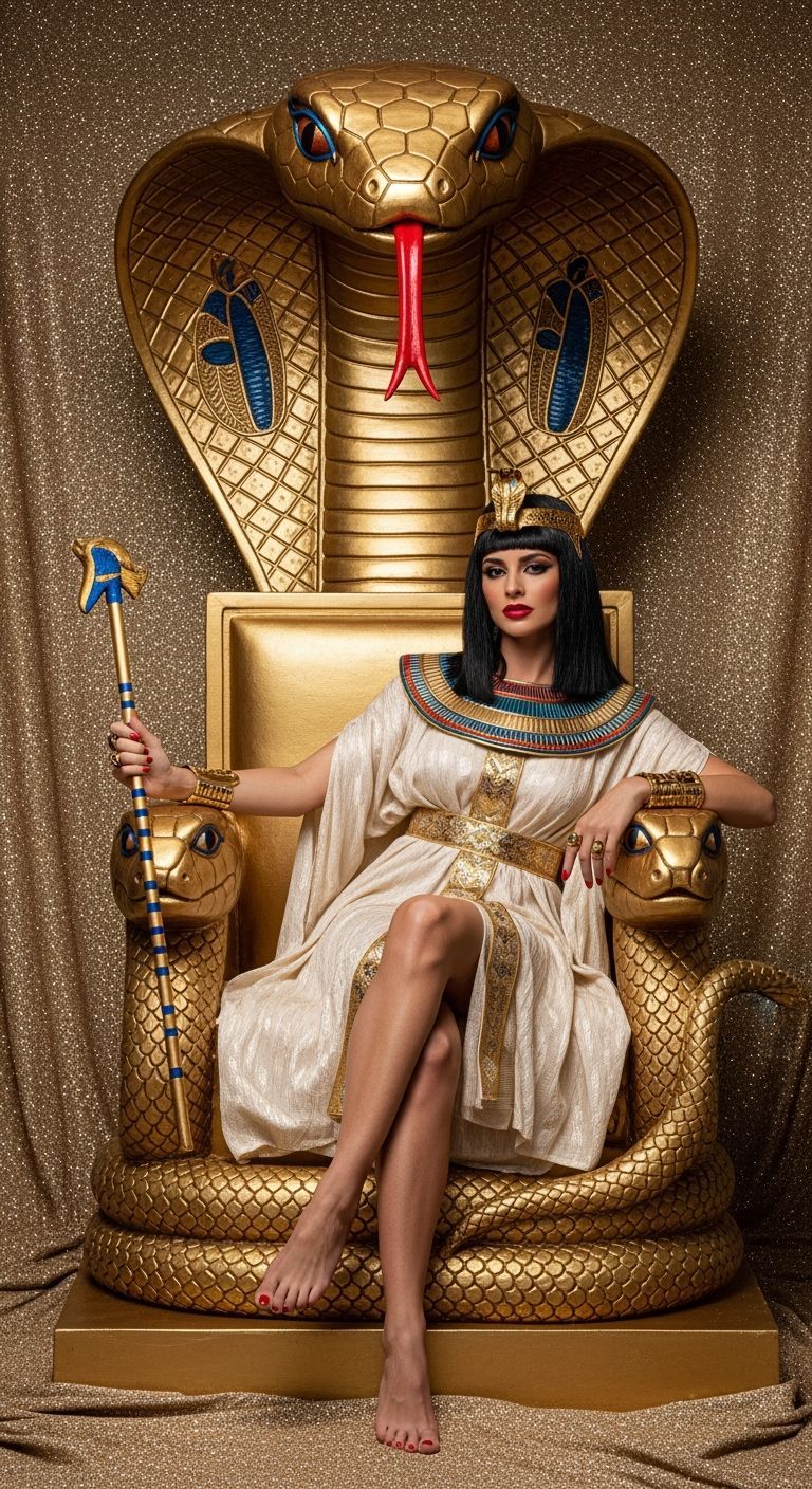 Egyptian Queen on Gold Throne in Photography Style