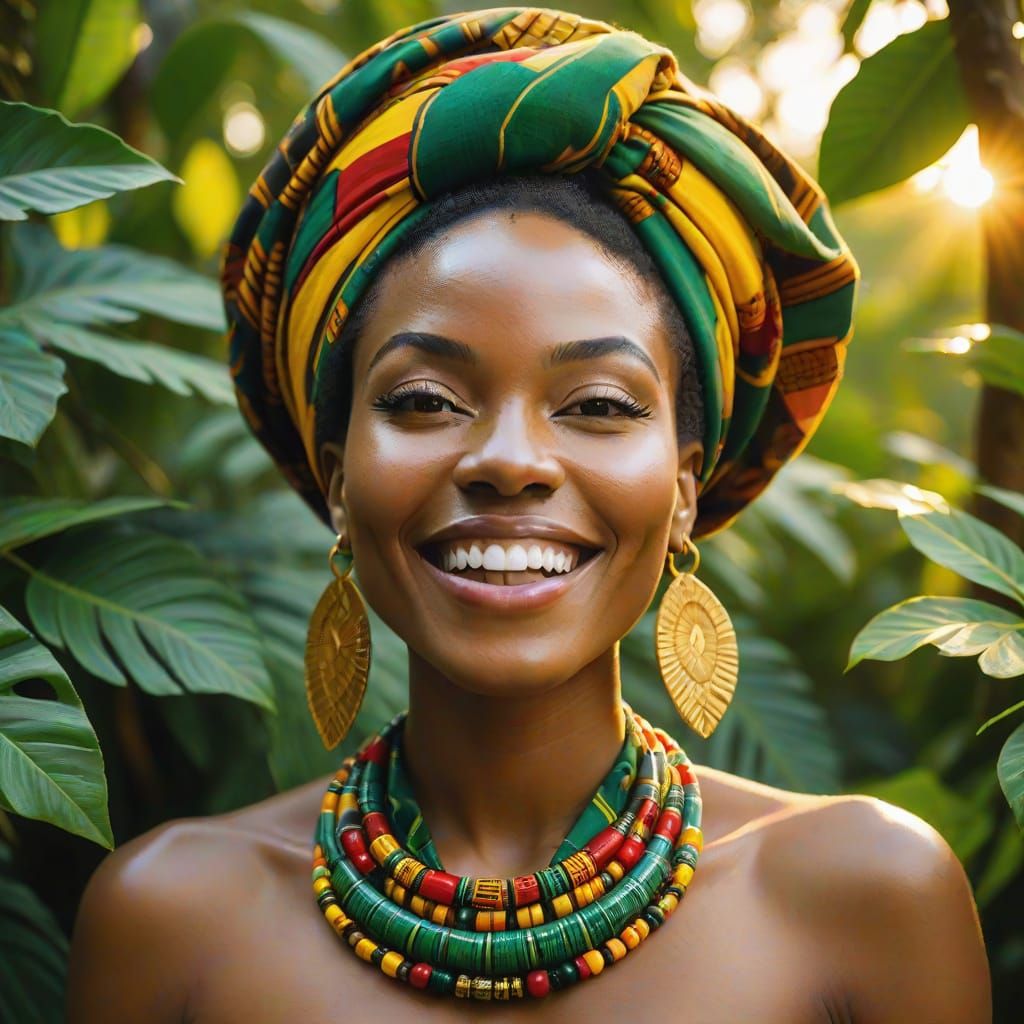 African Goddess in Afro-Futurism Style