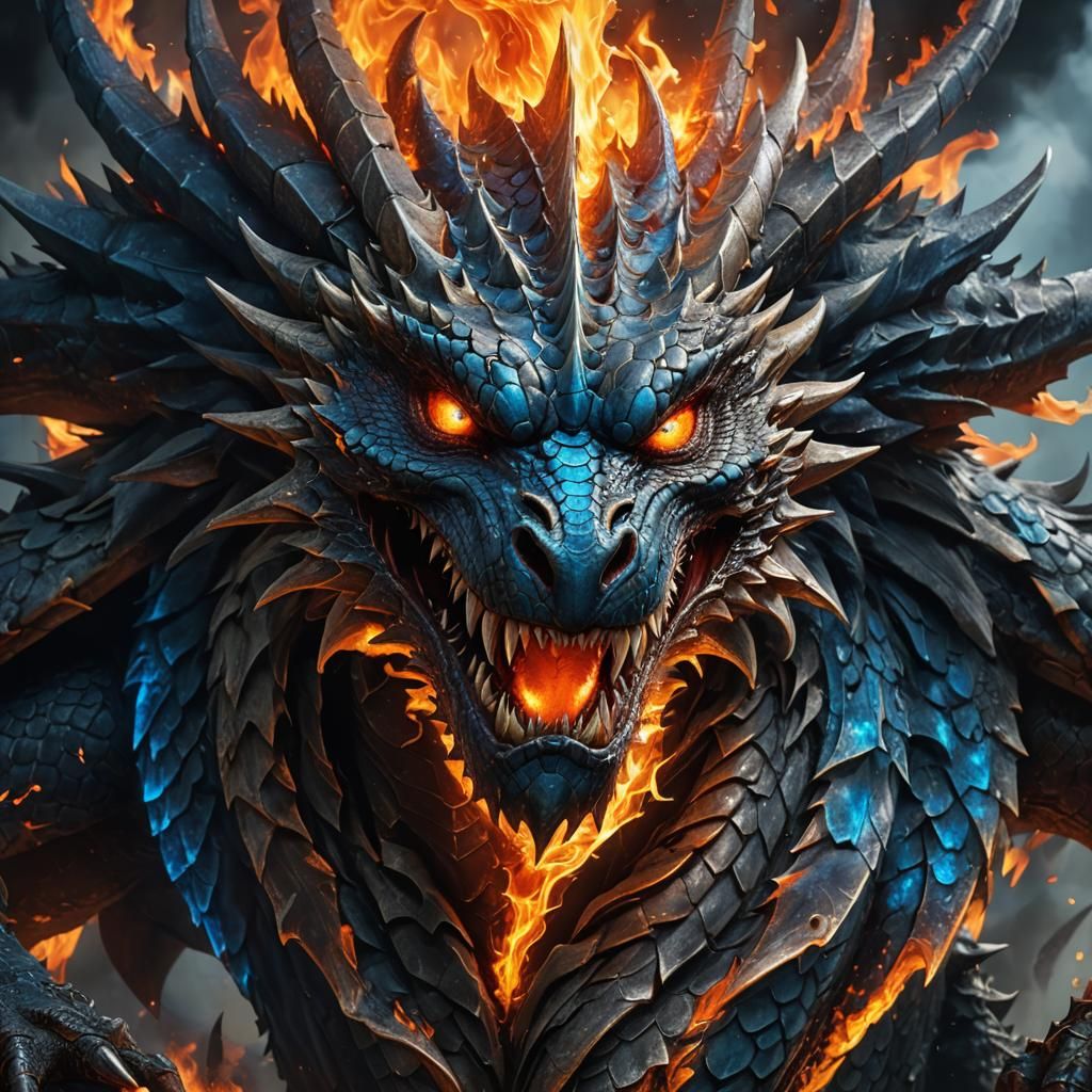Dragon's Face in Fiery Fantasy Art