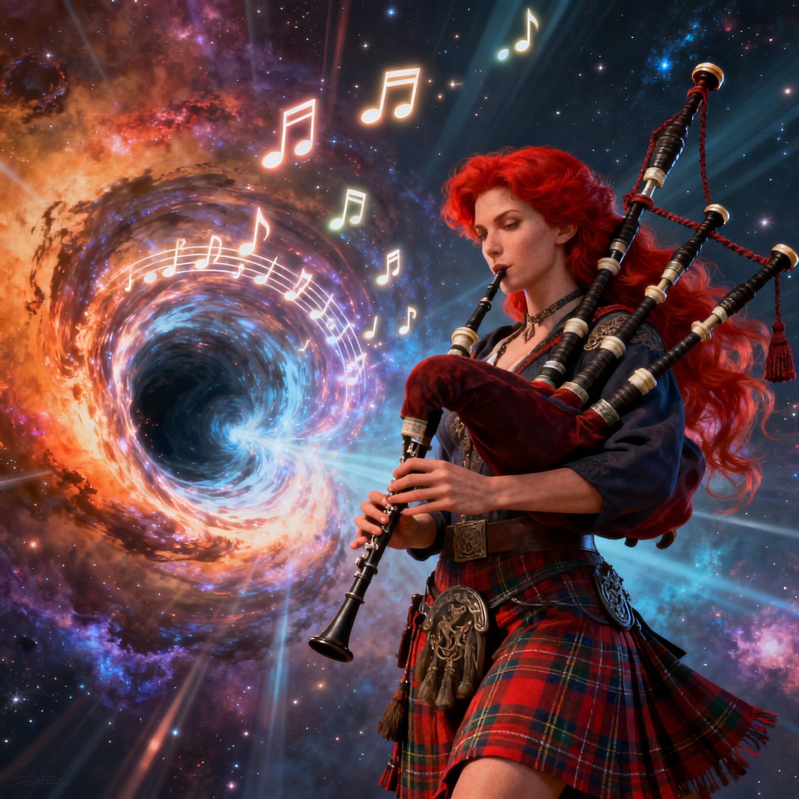 Highlander Femme Fatale Plays Bagpipes, Opens Cosmic Portal