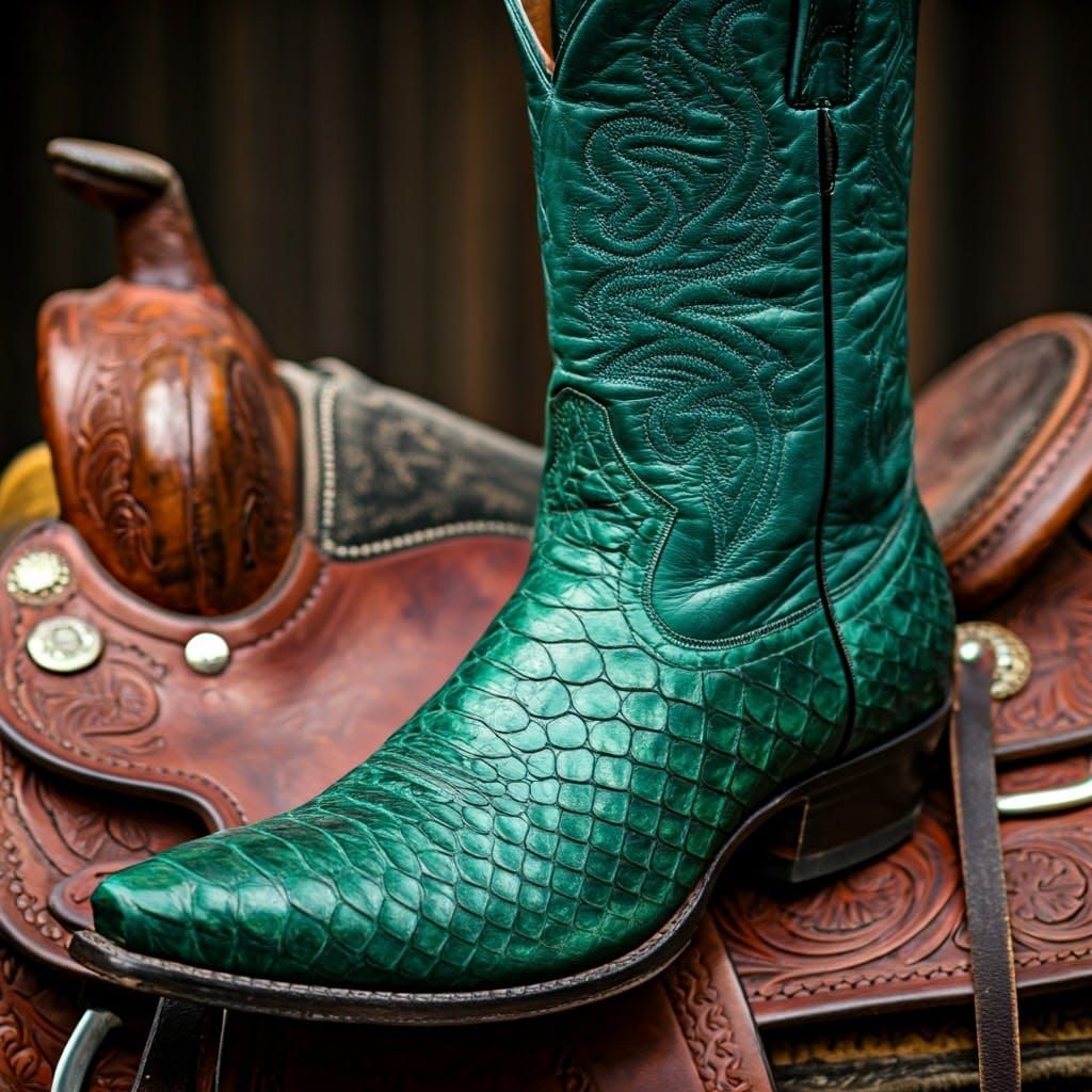 Serpent Cowboy Boot: Photorealistic Art