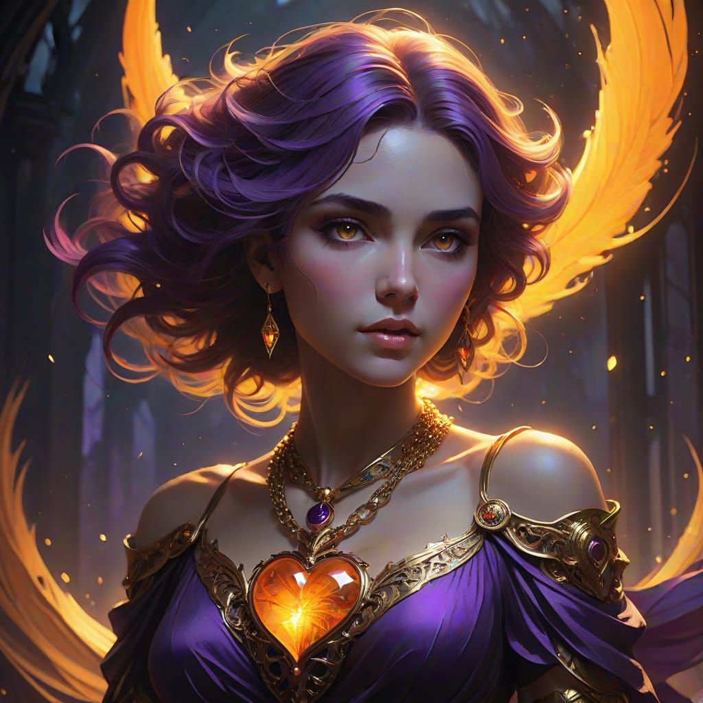 Ethereal Heart Necklace in Mystical Art Nouveau Style