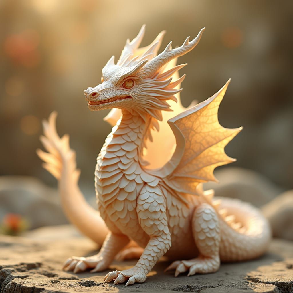 Elegant Dragon Papercraft in Traditional Japanese Style