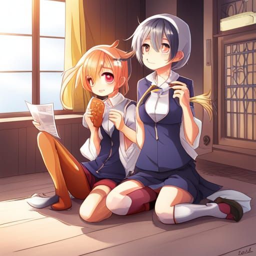 Anime Girls in Japanese Manga Style