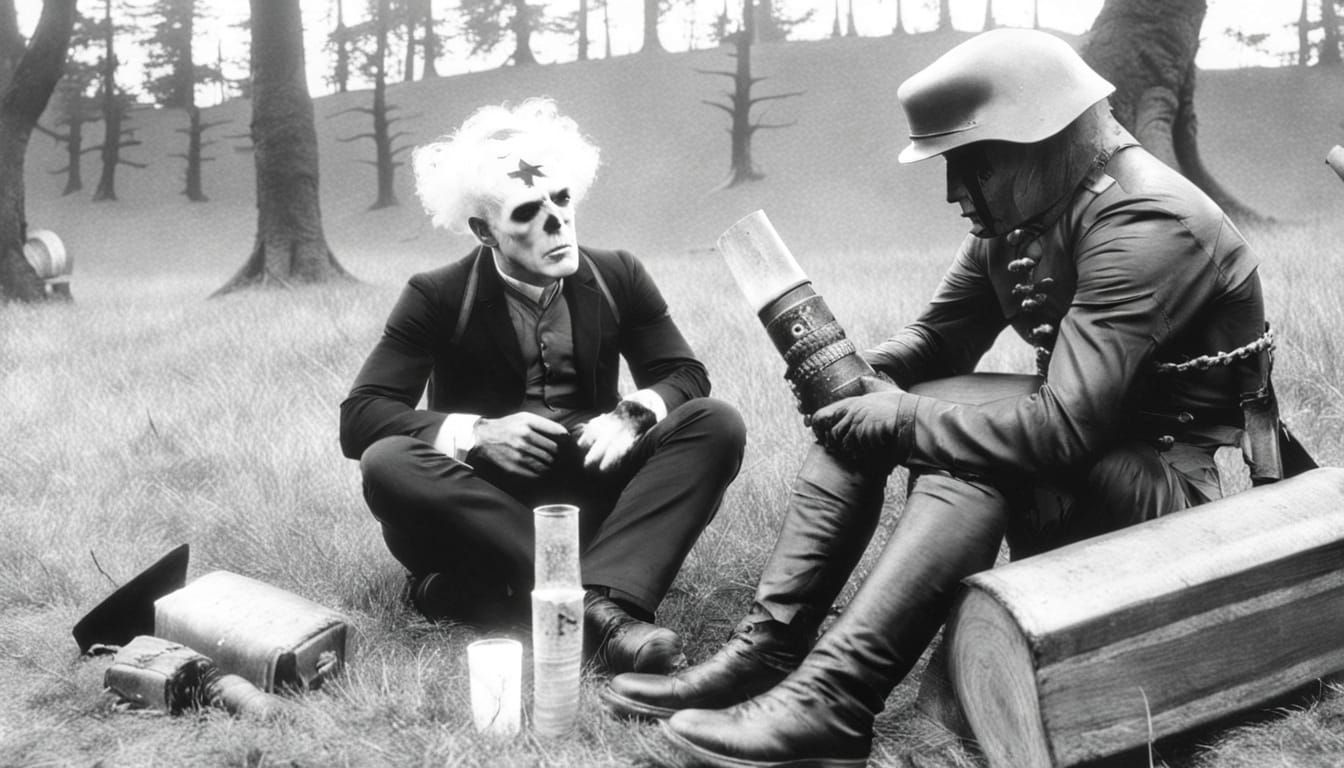 Nightmarish Creature Lunges in Dark Surreal Forest