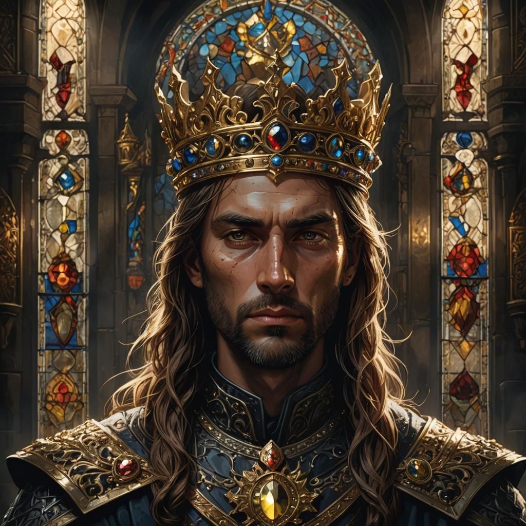 Ornate Crowned Royal in Dark Fantasy Style