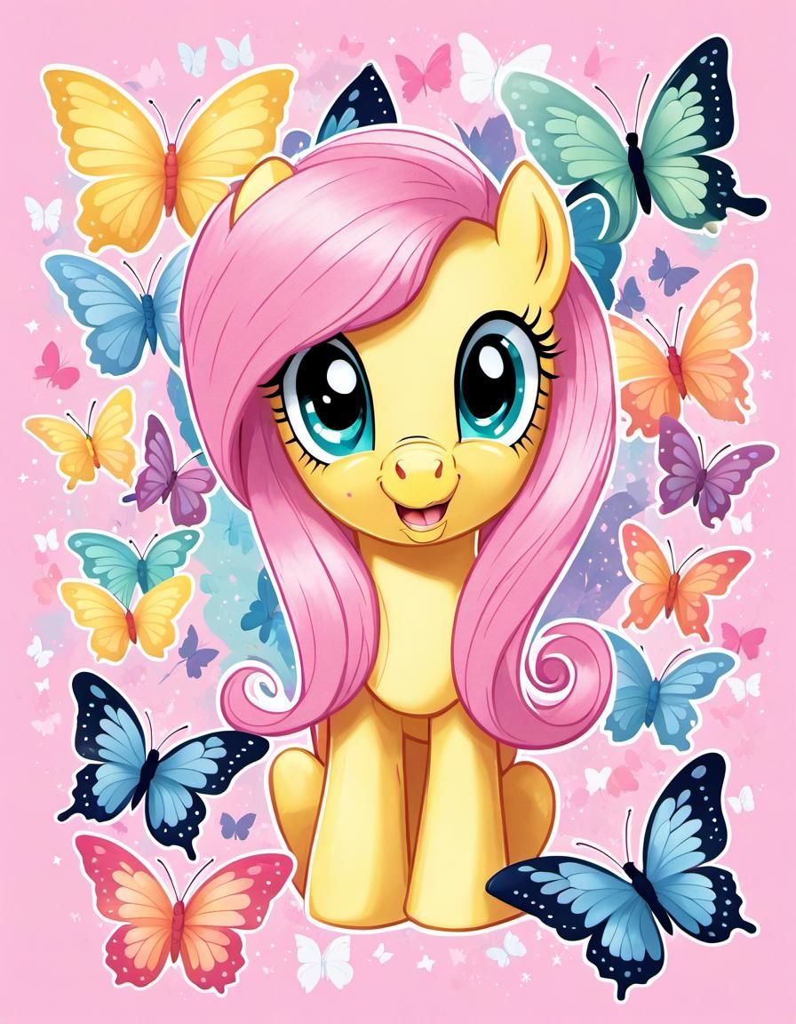 Pastel Fluttershy Surrounded by Butterflies
