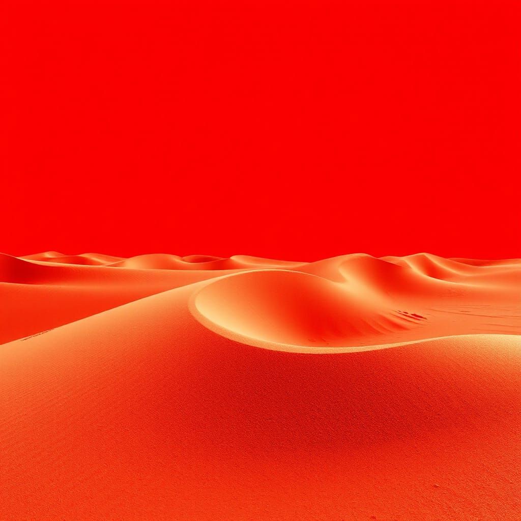 Surreal Red Sand Wave in Desert Landscape