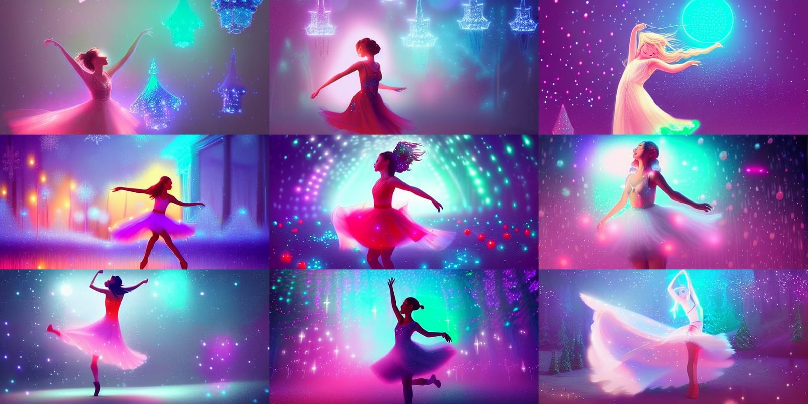 Girl Dances to Carol of the Bells: Digital Illustration