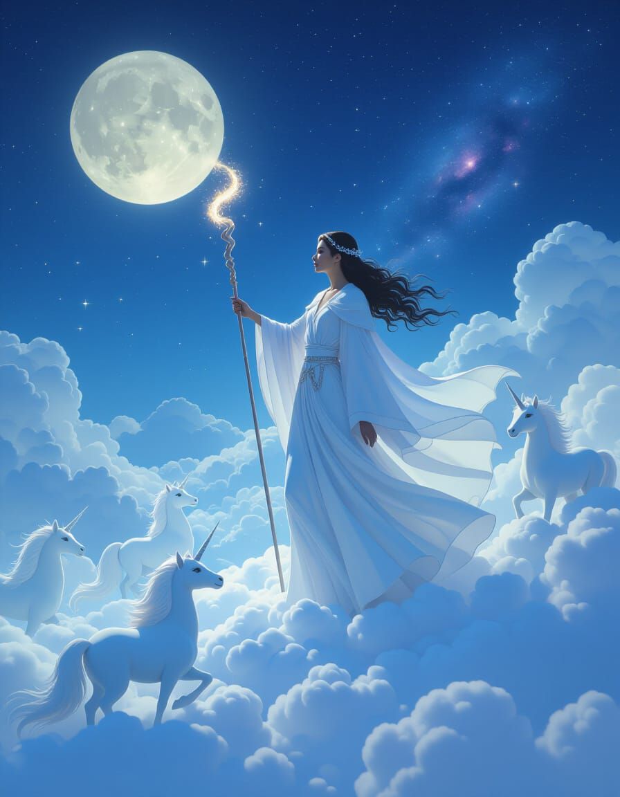 Cloud Shepherd Guiding Star-Dusted Clouds