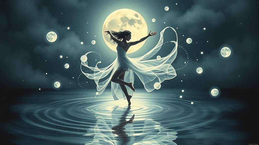 Ethereal Dancer Under Lunar Glow