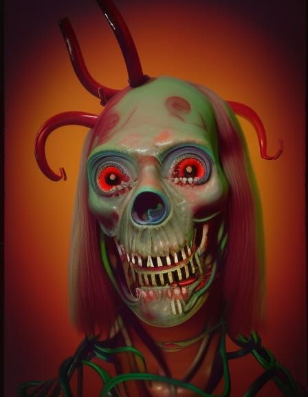 Macabre Machine with Demons in Candy Art Style