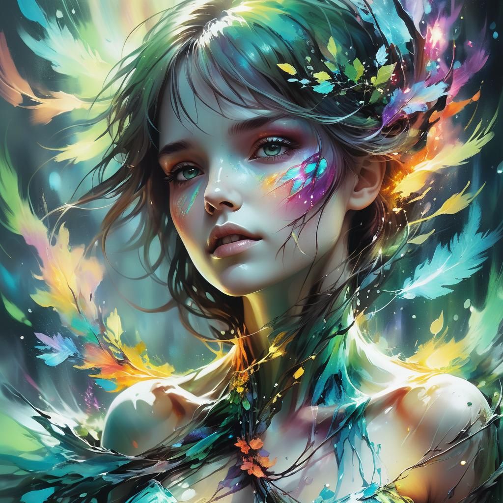 Ethereal Elemental Being in Dreamy Impressionism Style