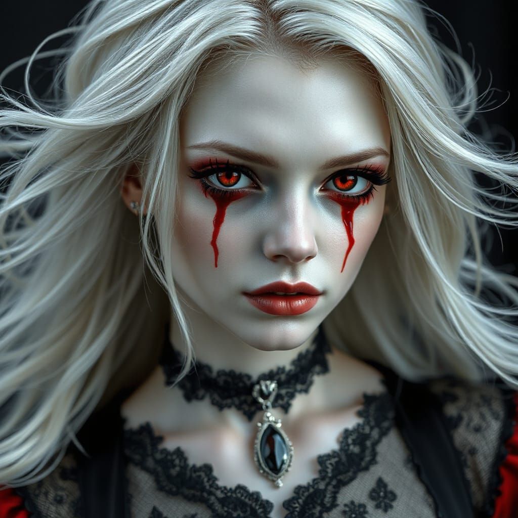 Ethereal Vampire Siren in Victorian Gothic Attire