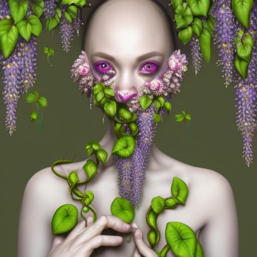 Surreal Beauty Horror: Floral Transformation