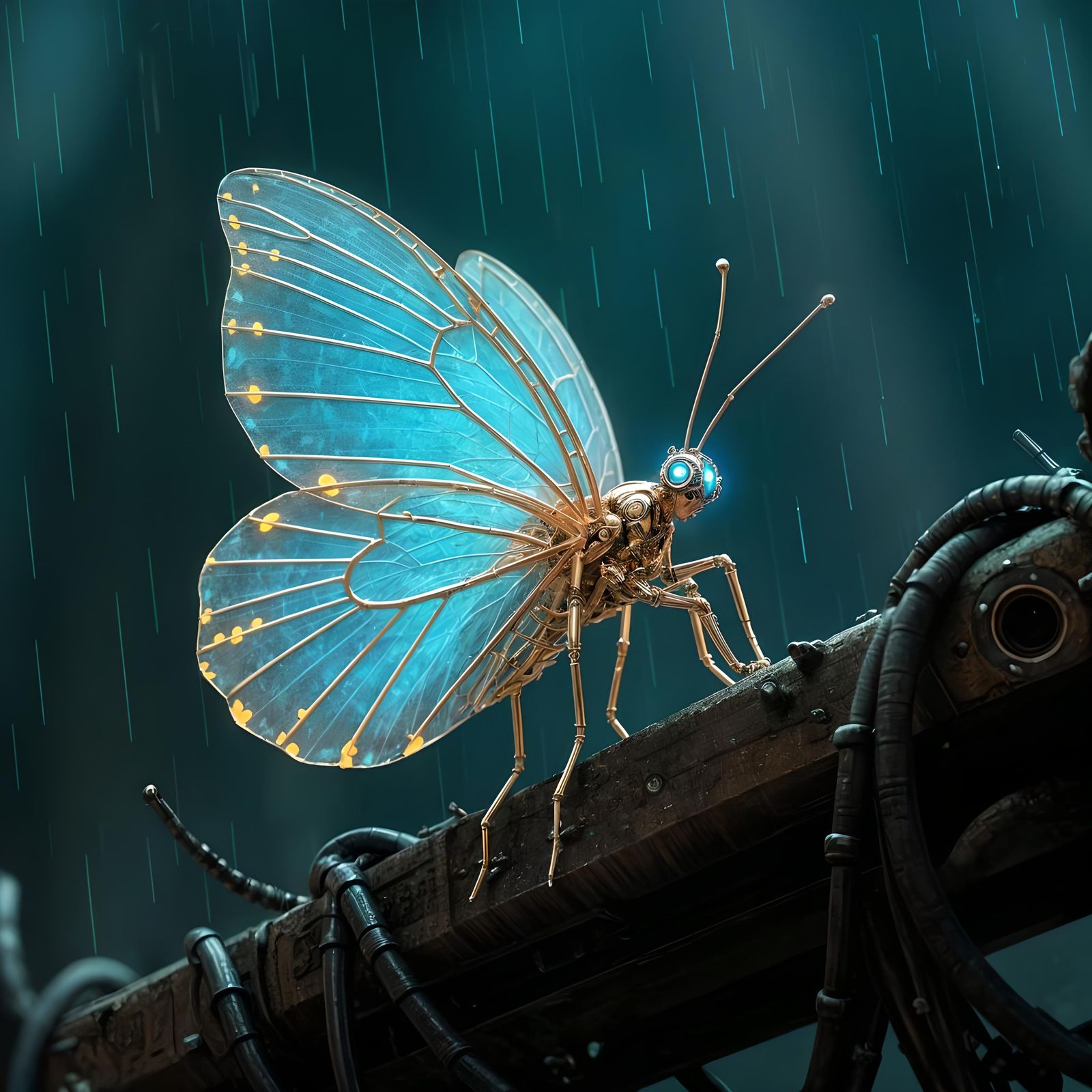 Cyberpunk Biopunk Butterfly with Cybernetic Features