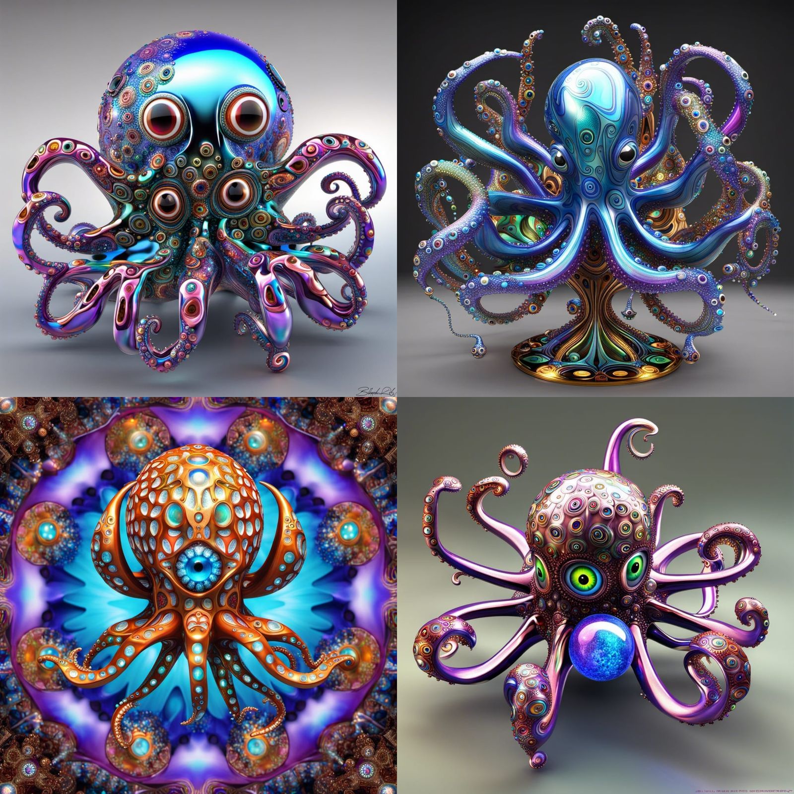 Fractal Alien Glass Sculpture in Hi-Fi 3D