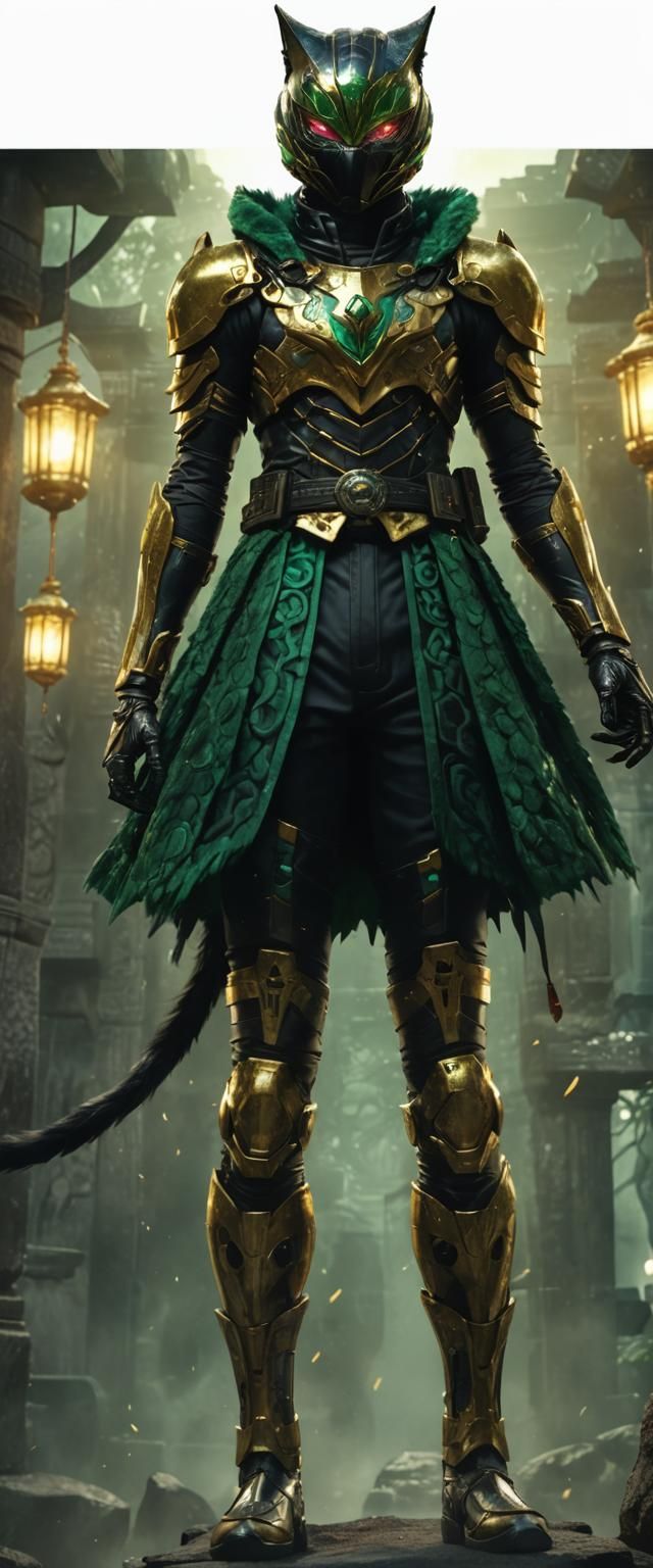 Fantasy Black Cat Kamen Rider in Mystical Temple