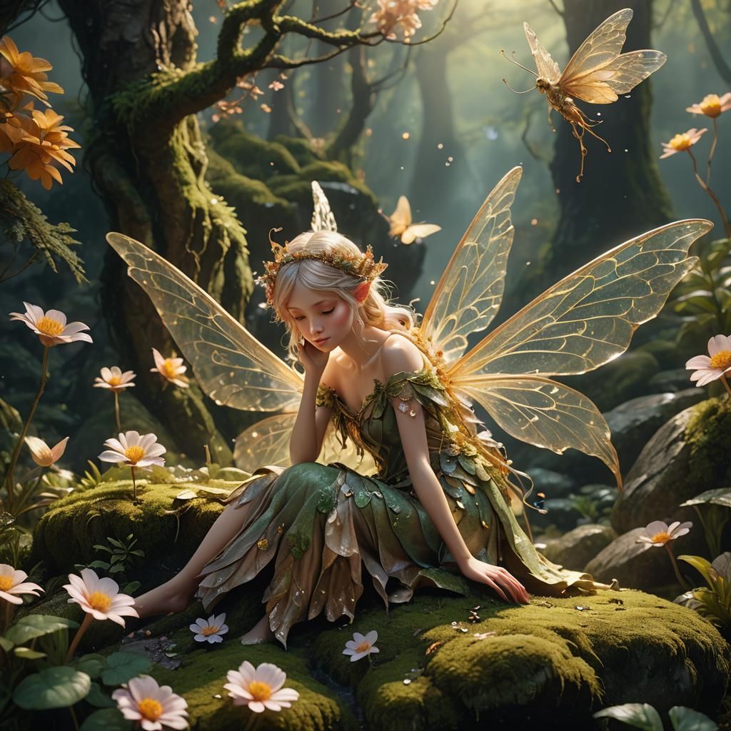 Fantasy Fairy Portrait with Sprawling Wings