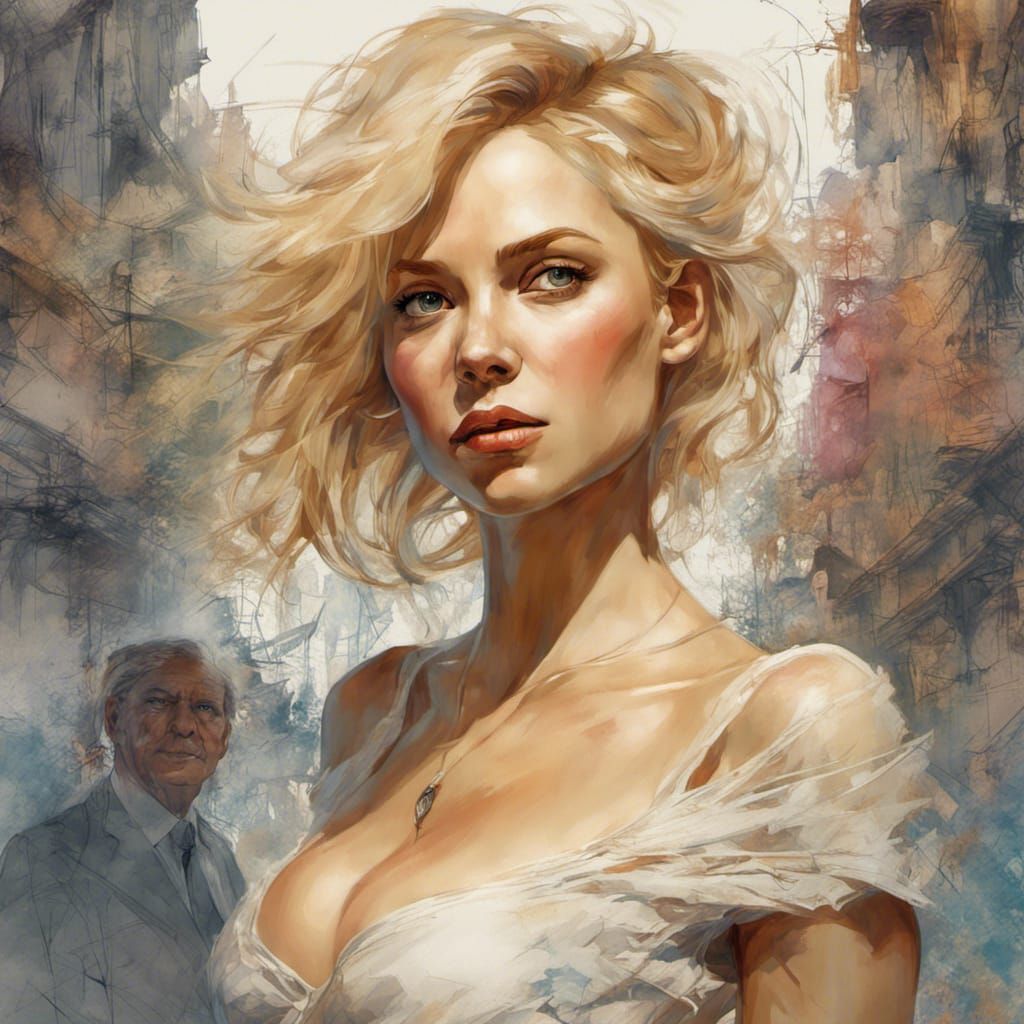 Blonde Woman Portrait in Digital Illustration Style