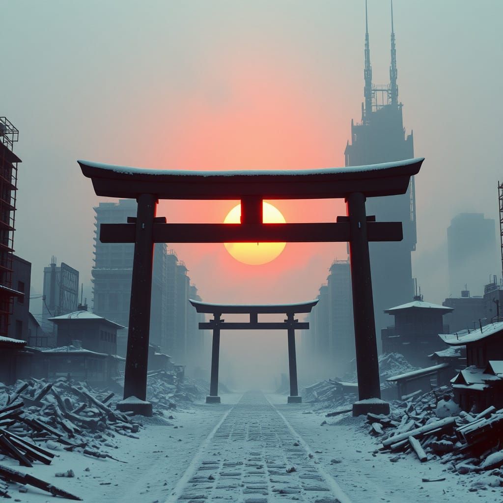Post Apocalyptic Winter in Japanese Ruins