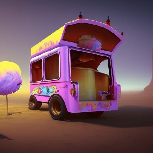 Creepy Ice Cream Van in Detailed Matte Painting