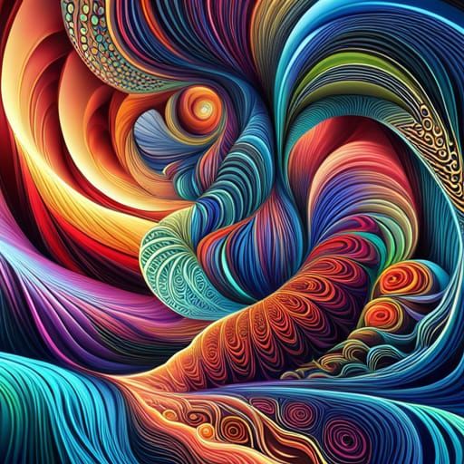 Vibrant Neon Flowers in Abstract Fractal Design