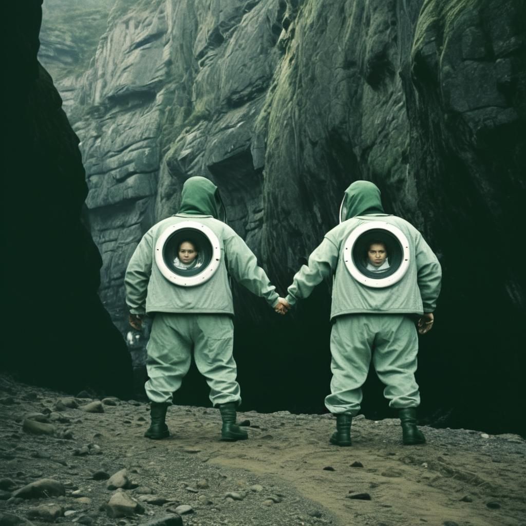 Washing Machine Robots Walking on a Cliff: Retro Sci-Fi