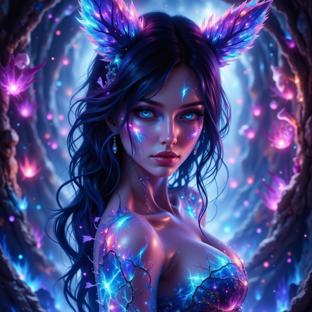 Anime Kitsune Demon in Transparent Race Ambassador Costume