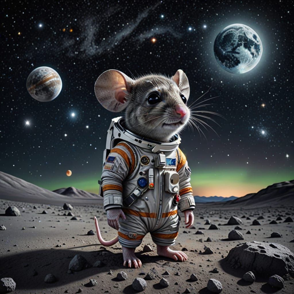 Chibi Mouse Amidst Celestial Wonders