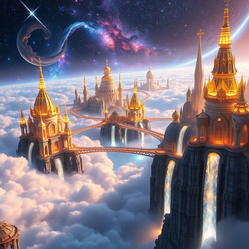 Ethereal Metropolis Shines with Divine Light and Color