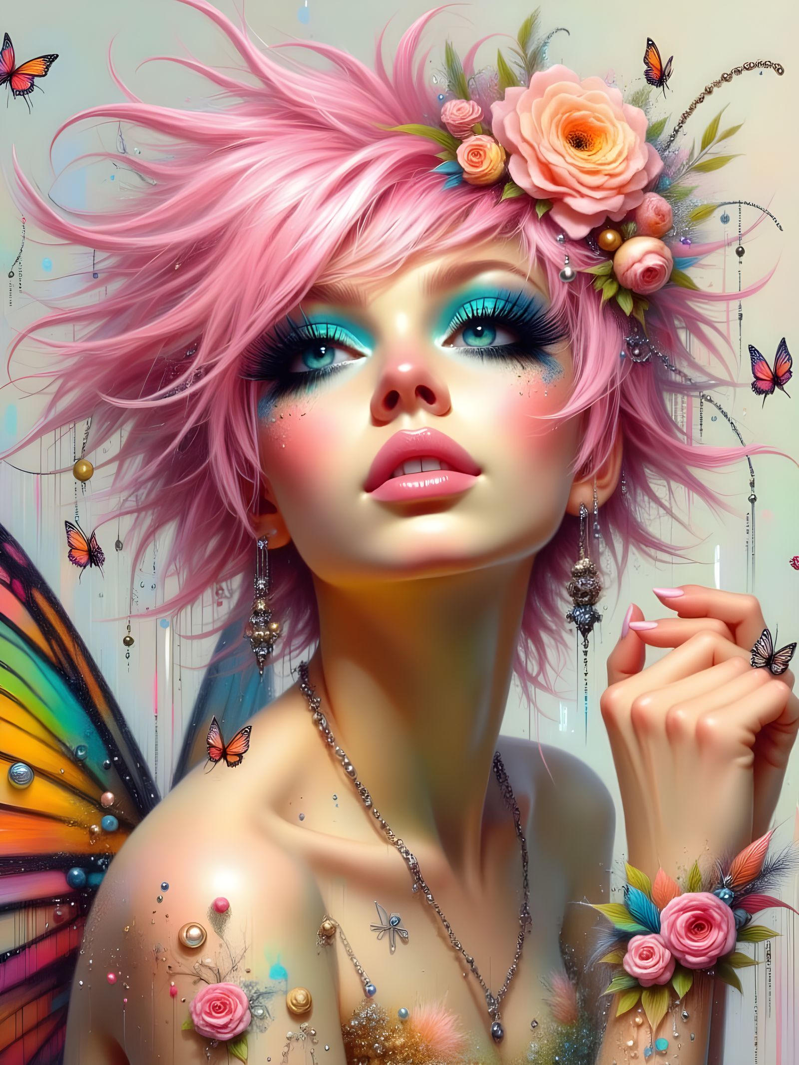 Sultry Fairy Warrior in Vibrant, Painterly Style