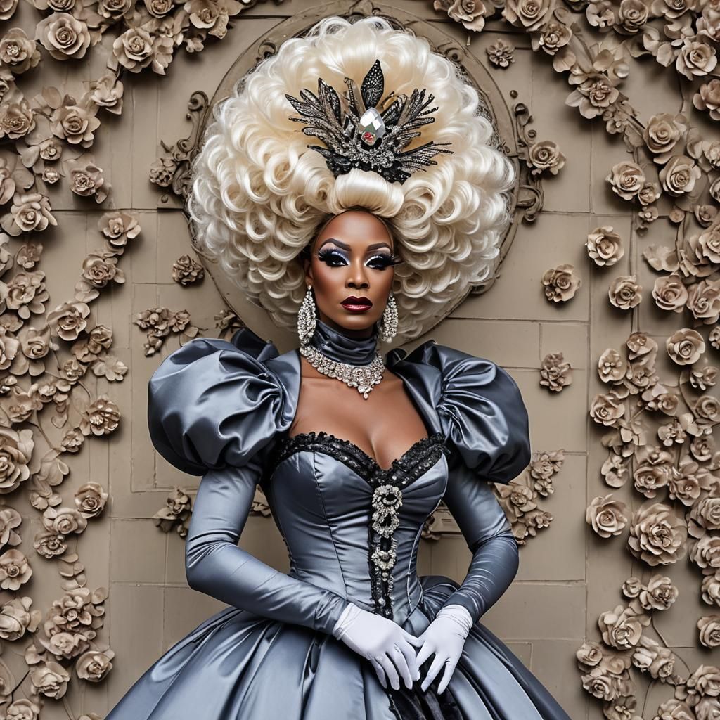 Extravagant Drag Queen in Black Couture