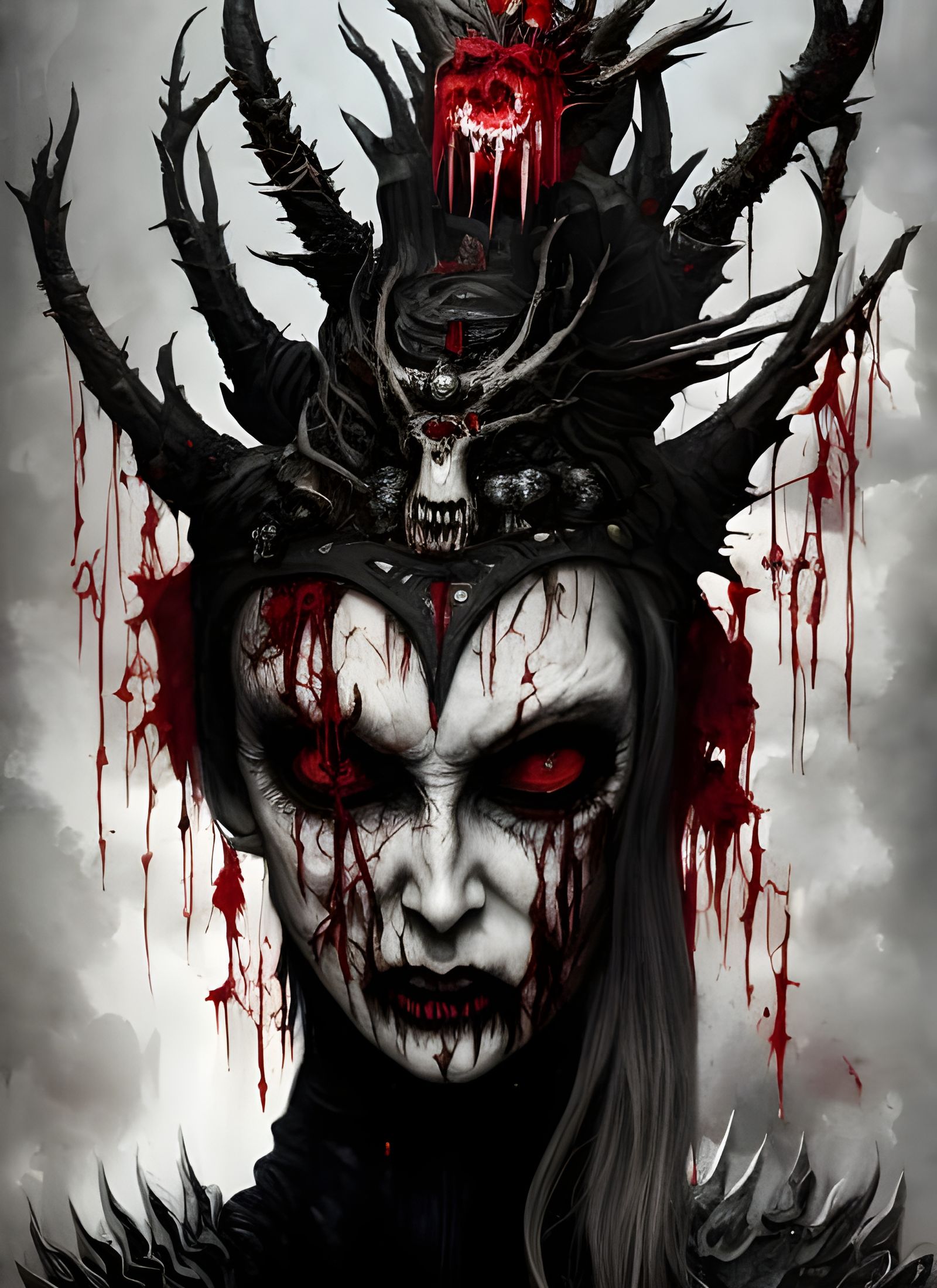 Horrifying Crowned Demon in Gris Grimly Style