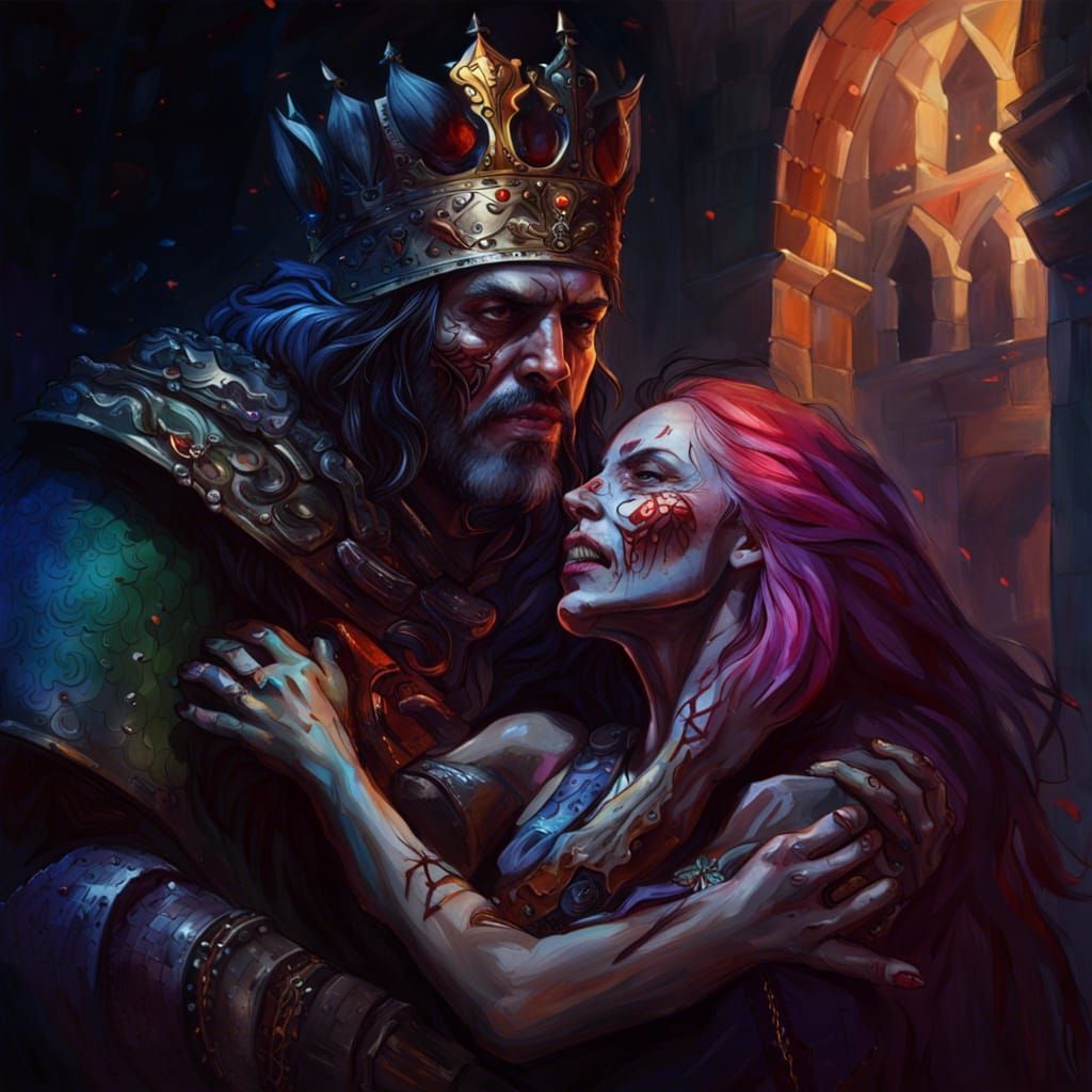 King Mourns Queen in Burning Castle