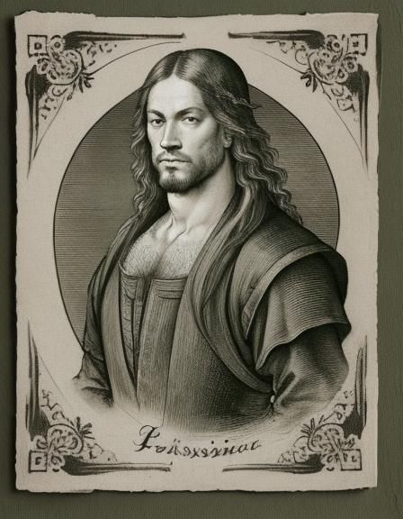 Renaissance Drawing of Muscular Man in Dürer Style